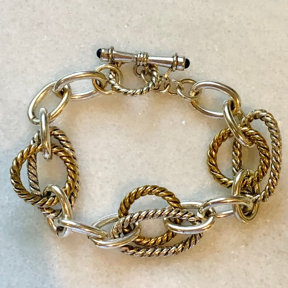 Oval Chain Link Bracelet Silver/Gold - Picture 3 of 7